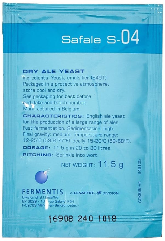 Fermentis FMT_FDY_S04 Safale S-04 Dry Yeast - 11.5g