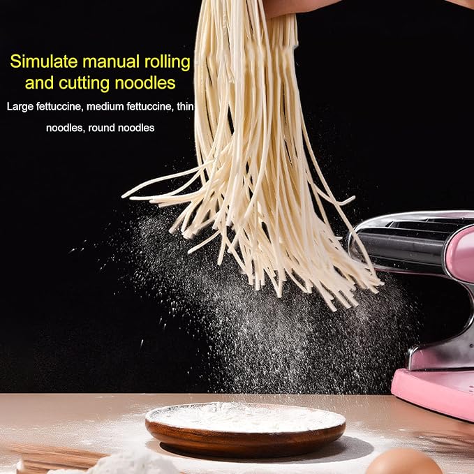 Manual Pasta Maker Machine 6 Adjustable Gears Hand Crank Noodle Press for Lasagna Fettuccine Dumpling Wrapper Dough Sheeter (Suction Cup Type 3 Blade)