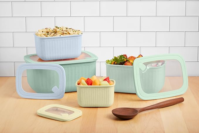 Core Kitchen Nested Wheat Fiber Food Storage Set – 8-Piece BPA-Free Containers with Lids – Eco-Friendly, Stackable, Microwave & Freezer Safe - Sunny Meadow