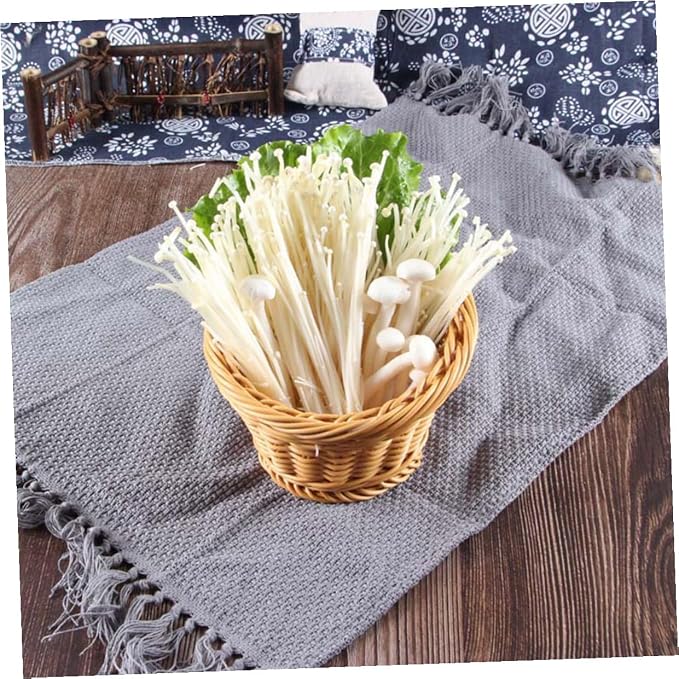 Ciieeo Handwoven Rattan Bread Serving Basket with Lid, Medium Woven Fruit and Vegetable Storage Basket for Kitchen Countertop, Household Dining and Picnic Use