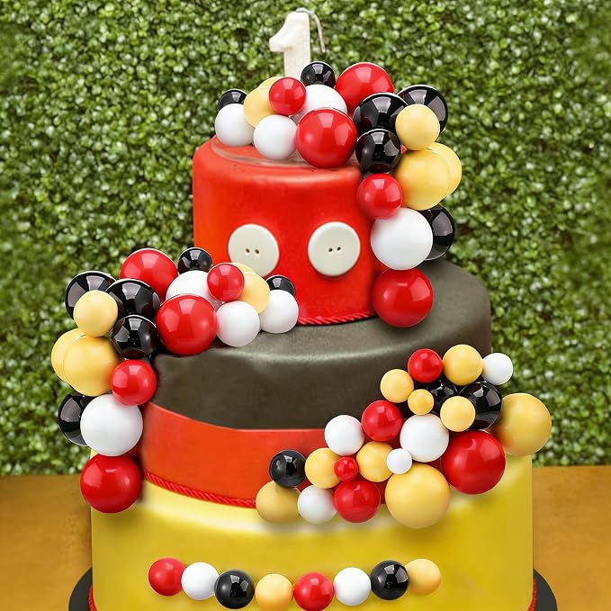 108 Pcs Balls Cake Topper DIY Cupcake Insert Foam Balloons for Cake Baking Wedding Anniversary Birthday Decoration(Classic Colors,Multi Sizes)