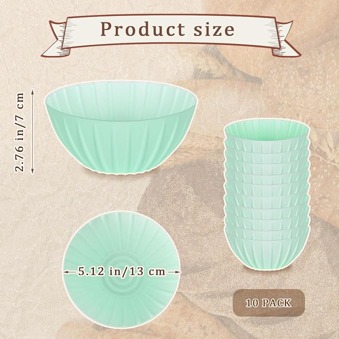 5 Inch Banneton Bread Proofing Basket Set of 10, Mini Small Banneton Basket Proofing Baskets for Sourdough Loaf Pans Bread Baking Supplies(Green)