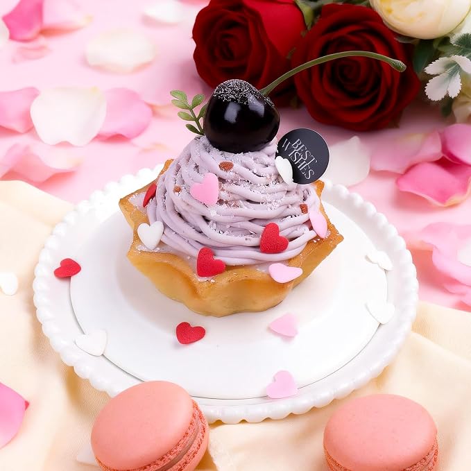 Pink White & Red Heart Sprinkles for Cake Decorating, Valentines Sprinkles for Baking, Edible Heart Shaped Confetti for Cookies, Cupcakes & Ice Cream