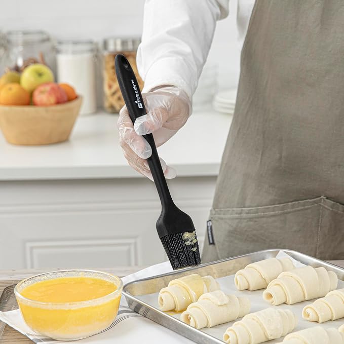 Restaurantware 10.2 Inch Pastry Brush 1 Heat-Resistant Basting Brush - Dishwasher-Safe Hanging Hole Black Silicone Cooking Brush For Spreading Oil Butter Or Sauce