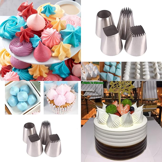 Hendiy Large Square Round Piping Cakes Decoration Set Nozzles Tips Piping Kit for Pastry Cupcakes Cakes Cookies Decorating Stainless Steel Kitchen Gadgets Decor (Type 4) | Cupcake Frosting Kit, Churro Piping Tip, Pastry Tips, F02 F06 9ft R22l