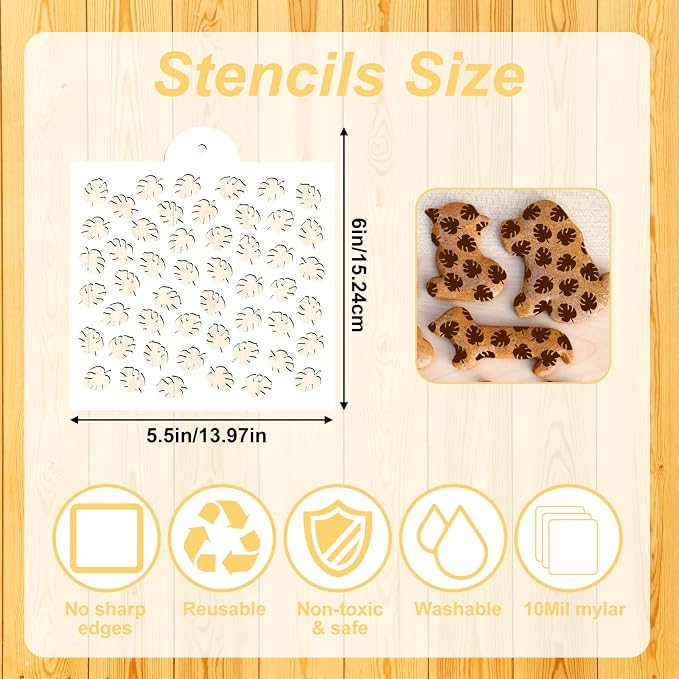 16 Pcs Cookie Stencils for Royal Icing Cookie Stencil Leaf Flower Rose Stencil Airbrush Templates Cake Stencils for Buttercream Baking Painting Dessert Coffee Decoration
