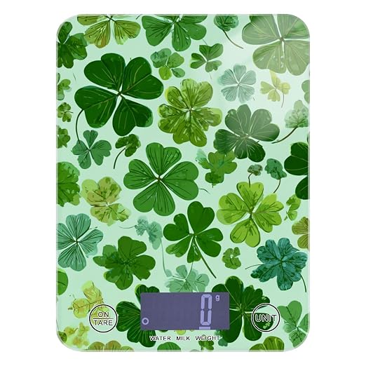 Food Scale Kitchen Scale Food Weight Scales Digital Weight Grams and Ounces Small Electronic Food Scale for Baking Cooking Green Nature St Patrick Clovers