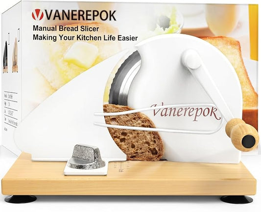 Upgrade Manual Bread Slicer for Homemade Sourdough Bread Versatile Hand Crank Bread Slicer for Sourdough Crusty Bread Etc Stainless Steel Slicers Adjustable Width for Homemade & Commercial Use