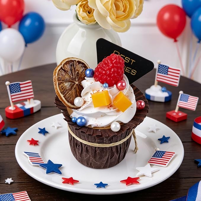 Red White and Blue Pearl Sprinkles for Baking Edible, 4th of July Sprinkles, Patriotic Sprinkles with 4 Sizes Sugar 130g/4.6oz, Cupcake, Ice Cream, Donuts, Macaron Toppings Supplies (2mm, 4mm, 7mm, 1cm)