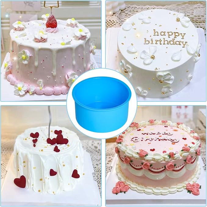 12pcs Silicone Cake Mold Baking Round Cake Molds 4 Inch Non-Stick Baking Pan Kitchen Silicone Cake Molds for Baking (Blue, 4inch)