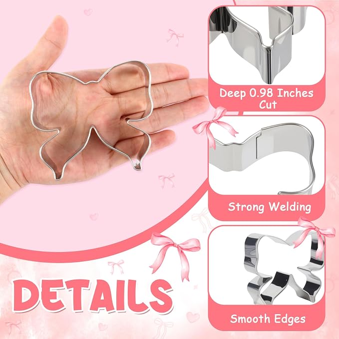 7 Pieces Bow Knot Bridal Shower Cookie Cutters Set - Stainless Steel Cookie Biscuit Cutting Molds for Women Diamond Ring Wedding Dress Wedding Party DIY Craft Home Baking Supplies