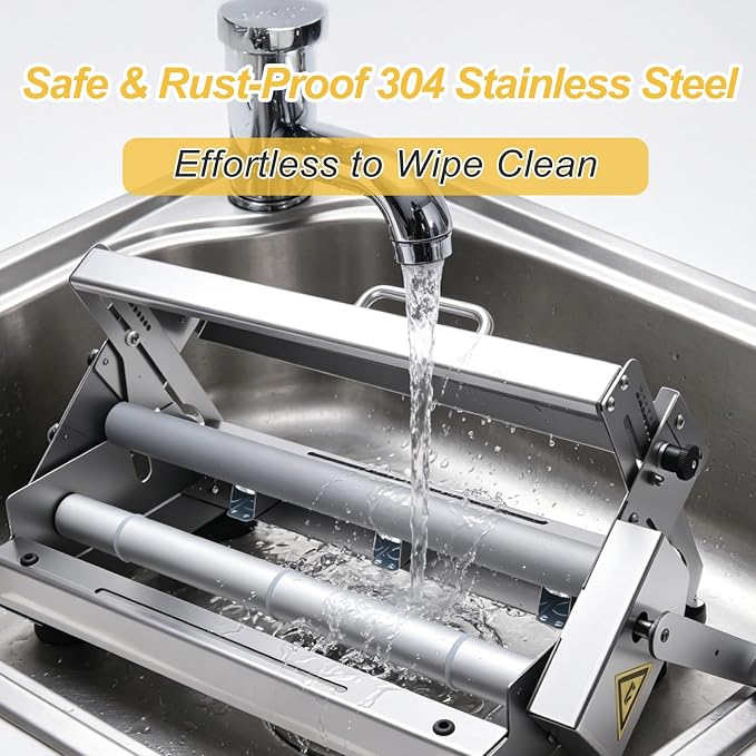 40.5"x22.8" Dough Sheeter Machine with Adjustable Thickness 0-25mm, Folding Dough Sheeter Machine for Commercial Home Bakery, Stainless Steel Portable manual sheeter for Pizza, Puff Pastry(400A)