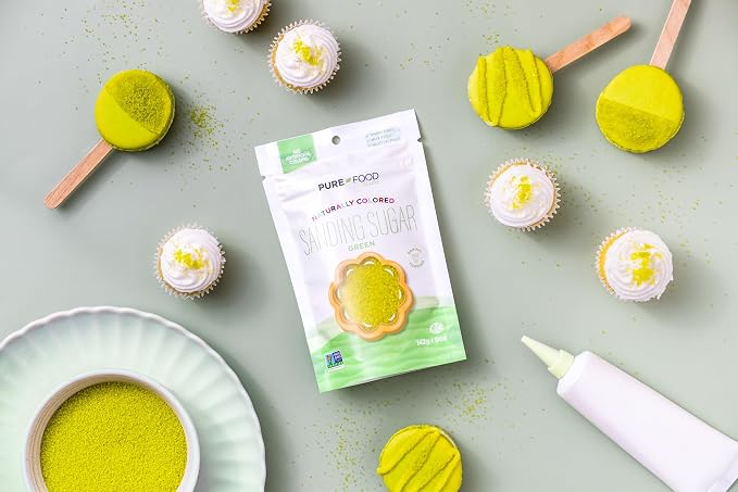 Pure Food Dye Free Green Sanding Sugar, 5 oz | Holiday Sanding Sugar | Naturally Colored Decorating Sugar Sprinkles | Colored Sugar | Great for Baking and Decorating