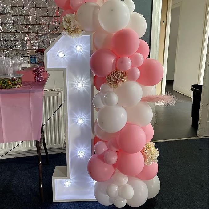 Macaron Pink and White Balloon Arch Kit, Pastel Pink and White Balloon Garland Kit, Latex Balloons Different Sizes 18/12/10/5 inch for Wedding Bridal Shower Baby Shower Party Decorations