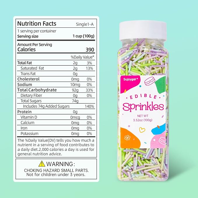 Easter Jimmies Sprinkles Edible, Sujoygar 100g Pastel Sprinkles for Cake Decorating Cupcakes Dessert Ice Cream Baking Easter Spring Party Supplies Birthday Celebrations