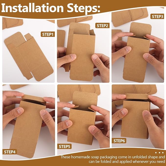 RYKOMO 100 Pack Kraft Soap Boxes Packaging for Homemade Soap, 3.8 x 2.8 x 1.2 Inch Small Soap Packaging Boxes Mini Soap Gift Box for Homemade Soaps Bakery Candy Cookies Packaging