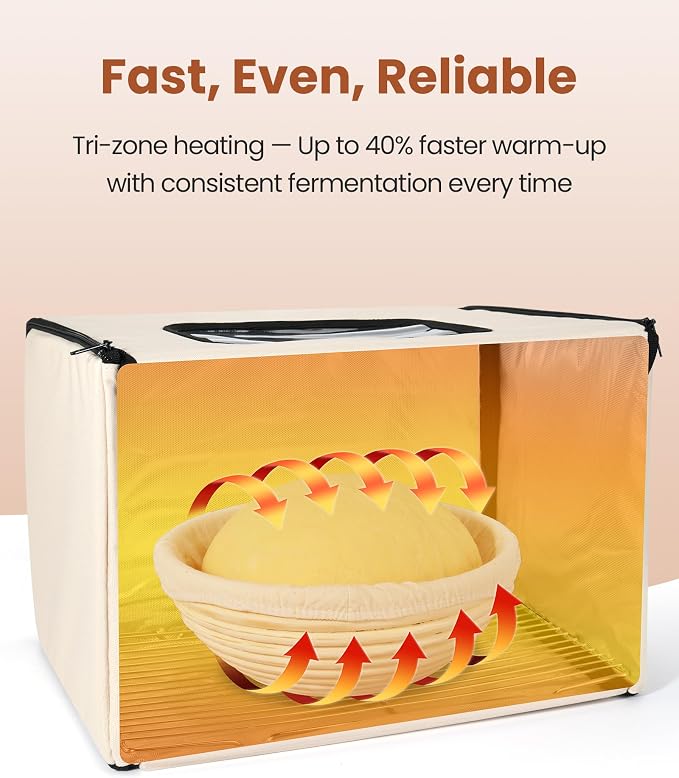 Bread Proofing Set – Foldable Dough Proofer (68–132℉, 0–99H Timer, Rack & Water Tray) + Sourdough Starter Warmer (70–100℉, Auto On/Off, 1–12H Timer) for Home Bread, Pizza & Fermentation