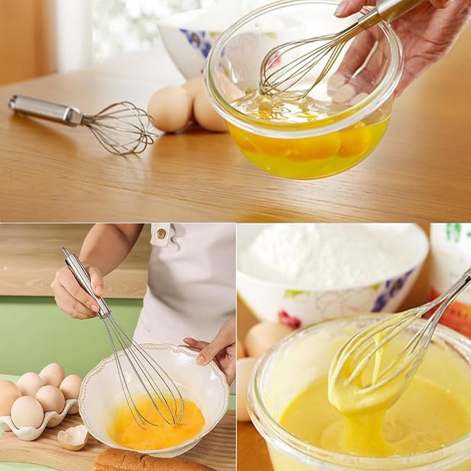 Digead Stainless Steel Whisk - 6" Kitchen Wisk, Balloon Whisk for Baking, Cooking, Mixing, Blending, Beating Eggs, Cream, Sauces - Ergonomic Grip