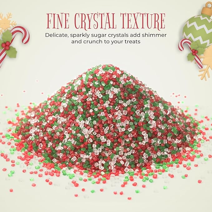 NY Spice Shop Sanding Sugars - 1 Pound Nonpareils Snowflake Red, Green & White Sprinkles - Edible Themed Festive Cooking Decor Sprinkles for Baking Essentials & Dessert Toppings