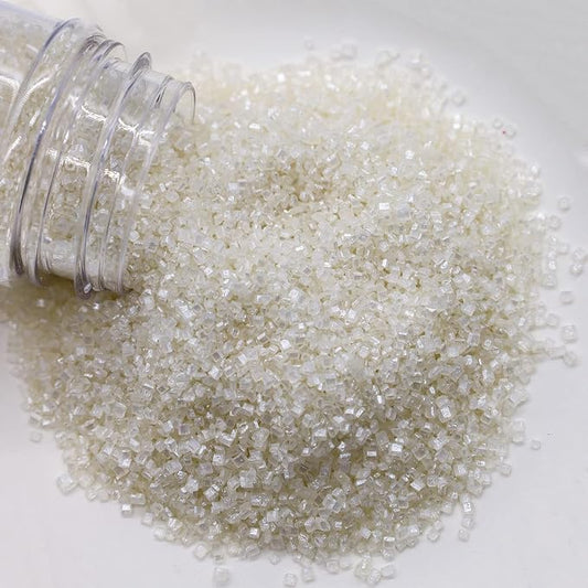 LEBERY Sanding Sugar White Edible Sugars Sprinkles Sanding Sugar for Cake Decorating, Edible Crystal Candy White Pearl Sprinkle for Wedding Party Baking Cupcake Cookie Ice Cream Decoration Supplies - 3 oz