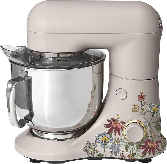 5.3 Qt Stand Mixer, 300W Electric Kitchen Mixer with 12 Speeds, Tilt Head Design, Stainless Steel Bowl, Dough Hook Whisk Beater Splash Guard (Wildflower Porcini Taupe)