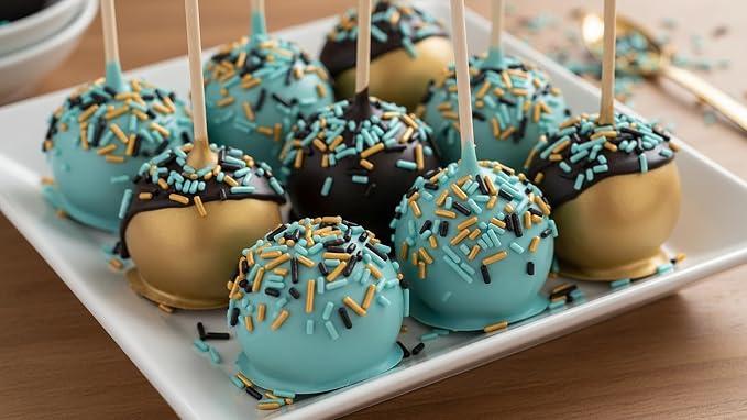 NCS Black, Gold & Light Teal Jimmies Edible Sprinkles – Cupcake, Cake & Cookie Decorations, 7 oz