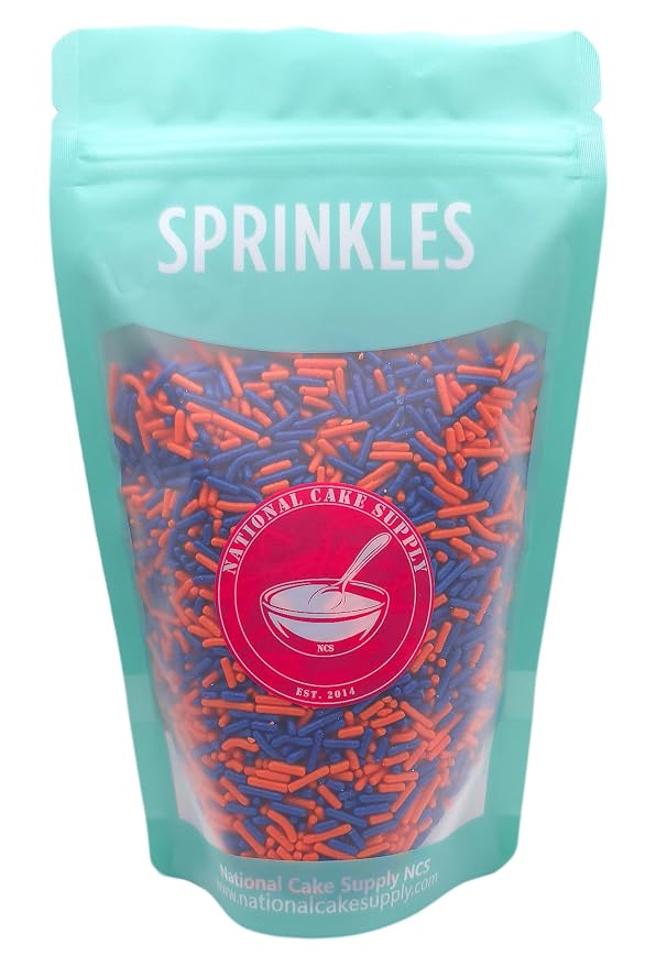 NCS Orange & Dark Blue Jimmies Edible Sprinkles – Cupcake, Cake & Cookie Decorations, 7 oz