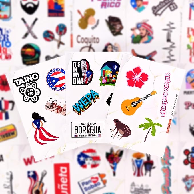 BulbaCraft Puerto Rico Stickers, Puerto Rican Stickers for Water Bottles and Laptop, Gifts for Women & Men