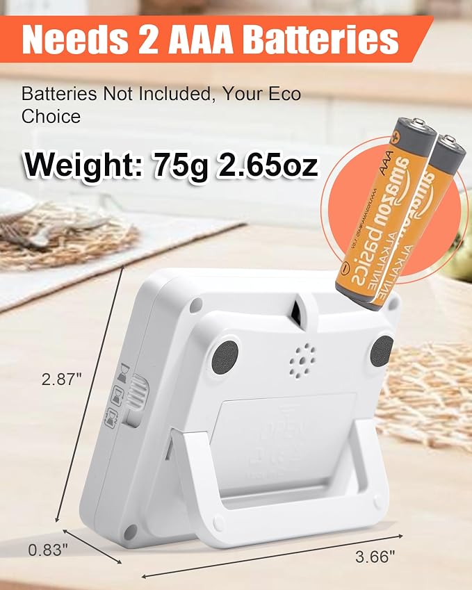 TPNEG Dual Kitchen Timer Digital - Large Display, Easy to Use and Read, Cooking Timer for Kitchen with Alarm, Magnetic Back, Loud & Silent and Count Up/Countdown Modes, Replaceable AAA Battery