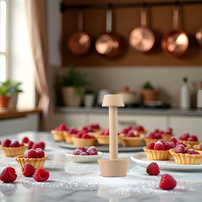 Wooden Tart Tamper, Double Side Pie Pastry Dough Tamper, Egg Tart Pan Mold DIY Cake Pastry Baking Tool for Mini Egg Tart, Cheesecakes, Pasta and Dessert Baking