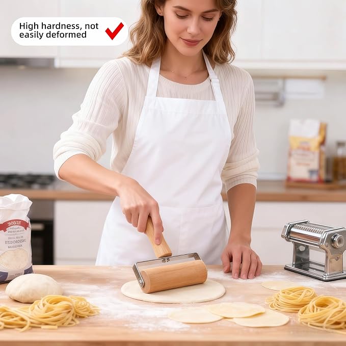 Pizza Rolling Pin, Small Rolling Pin, Non-Stick Wooden Dough Roller for Pizza Cookie Dumpling Ideal Baking Tools