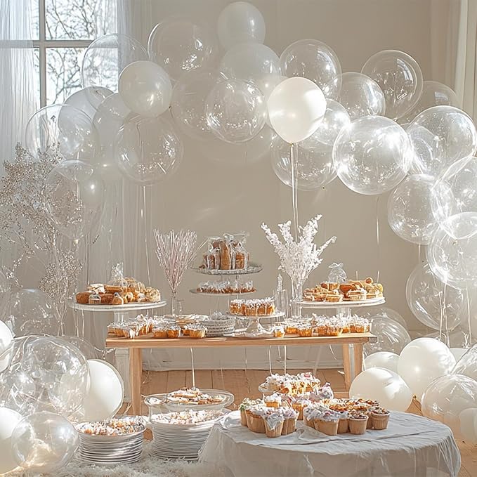 PartyWoo Clear Balloons 127pcs Different Sizes of 36 18 12 10 5 Inch Transparent Balloon Arch Kit for Graduation Wedding Baby Shower Bridal Shower Anniversary Birthday Party Decorations Clear-Y2