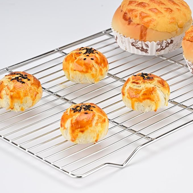 2-Pack Cooling Racks for Baking, 10x15 Inch Heavy Duty Stainless Steel Wire Cookie Rack Fits Half Sheet Pan, Oven Safe Cooling Rack Set, Dishwasher Safe & Non-Toxic