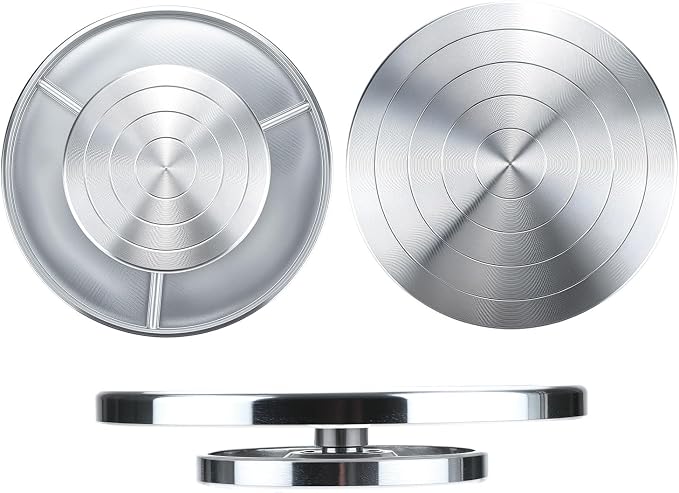 QWORK Sculpting Wheel, 8 Inch Double-Sided Aluminum Alloy Turntable with Smooth Rotation, Versatile Use for Clay Modeling, Cake Decorating, and Art Display