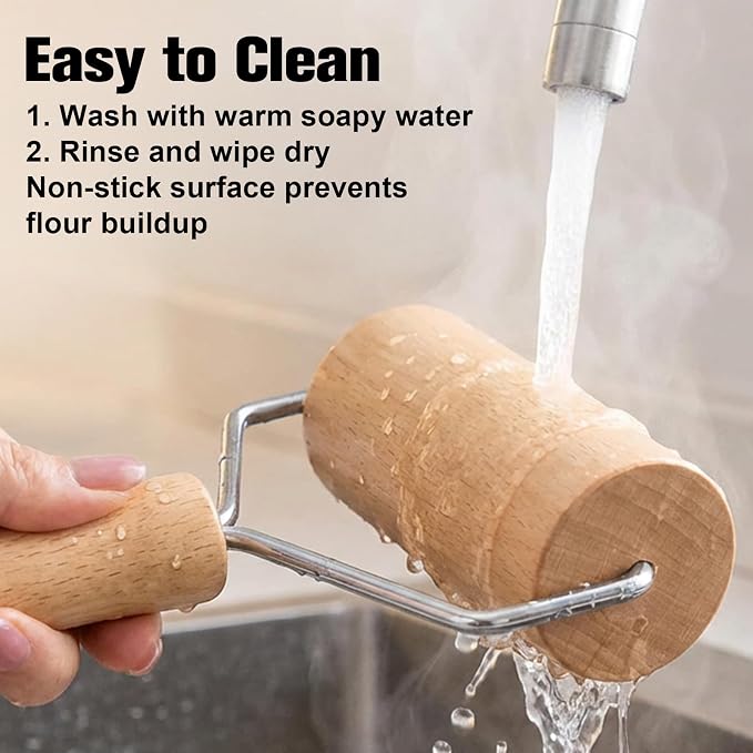 2 Pack Small Rolling Pin Wooden Dough Roller Pizza French Mini Baking roller Set for Cooking Pastry Bread Cookie Dumpling Tortilla Christmas DIY Bake Home Kitchen Utensils Professional