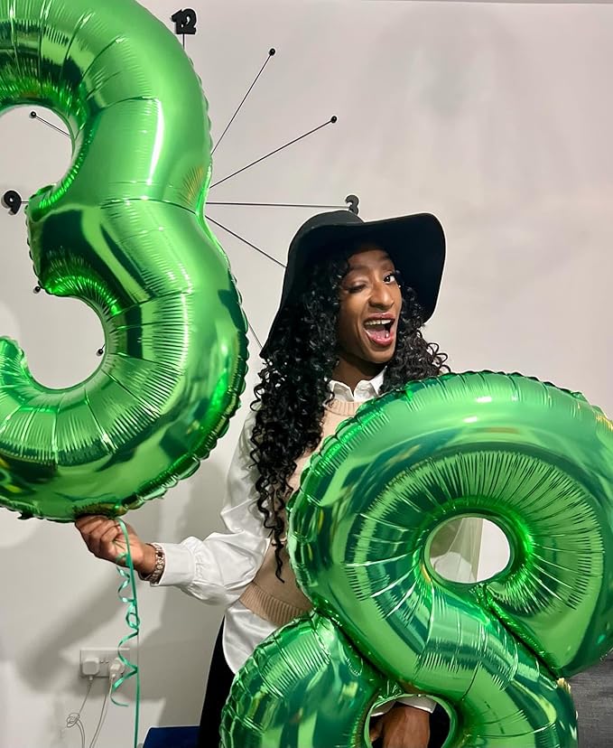 Dark Green Number 8 Balloon 40 Inch, 8th Birthday Party Decorations for Children, Giant 8 Foil Balloon for Party Supplies