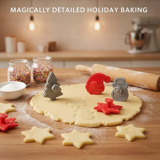 Essential Baking Tool: 3D Embossed Cookie Cutter Set, 4-Piece PP Plastic Cut and Stamp Tool Kit