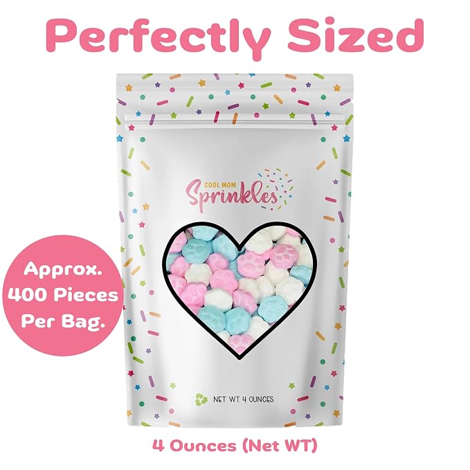 COOL MOM SPRINKLES Dog Paw Sprinkles (4 oz.) – Themed Sprinkles for Decorating Birthday Cakes, Cupcakes, Cookies & Desserts – Mixed in the USA/Gluten-Free