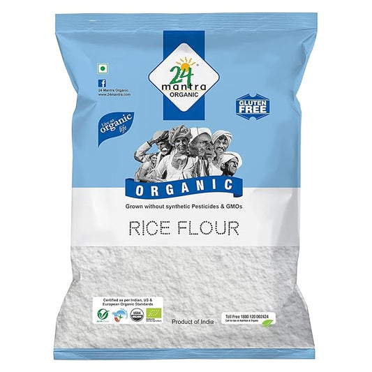 Organic Rice Flour Pure White - Rice Atta - ★ USDA Certified Organic - ★ European Union Certified Organic - ★ Pesticides Free - ★ Adulteration Free - ★ Sodium Free - 2 lb - 24 Mantra Organic