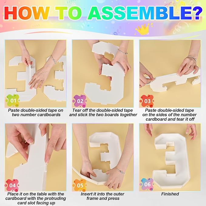 HILAVO Cardboard Number for Charcuterie, 13.7" Cardboard Number 3 Fillable Number for Food Paper Mache Number Boxes for Cupcake Sweet Candy 3th Birthday Anniversary Party Decorations