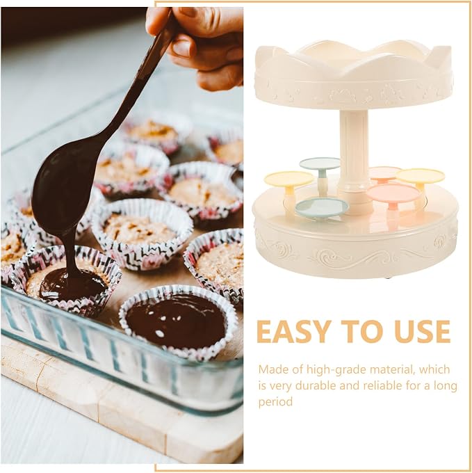 Kisangel Carousel Cupcake Holder Rotating Sushi Cupcake Stand Rotating Automatic Dessert Machine Revolving