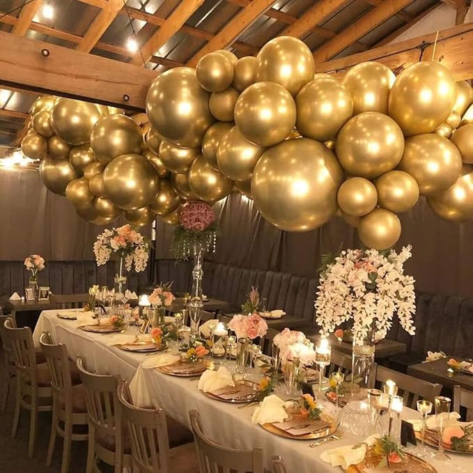 Gold Metallic Balloons 100pcs 12 Inch Helium Balloons for Birthday Graduation Baby Shower Wedding Anniversary Party Decorations