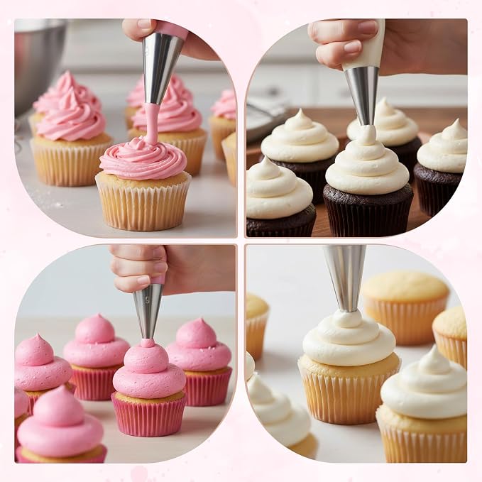 cobee 6 Pcs Round Hole Piping Tips Set, Cake Decorating Tips Boquillas Para Reposteria, Stainless Steel Icing Tip Frosting Tip For Baking Cream Bag Cookies Puff Doughnut Filler(6-8-9-10-11-12)