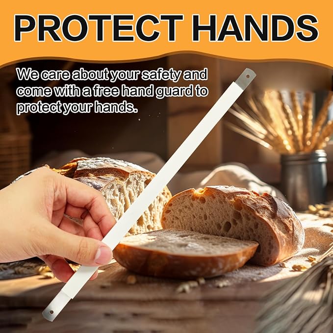Bread Bow Knife Blades, 10.8" Serrated Stainless Steel blades with Screws, Screwdriver, and Safety Guard, Replacement for Wood Bread Cutter, Bow Bread Knife Replacement Blades 8 Pcs
