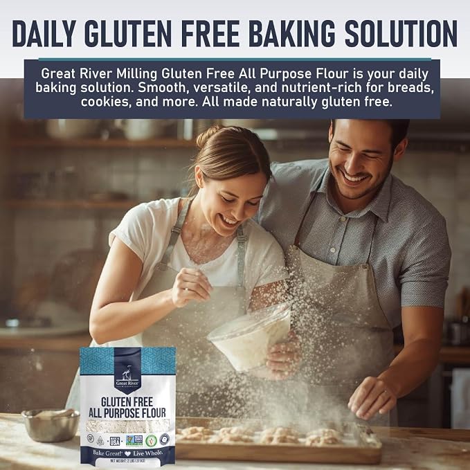Great River Milling Gluten Free All Purpose Flour | Made from All Purpose Gluten Free Baking Alternative Ingredients | Non-GMO, Glyphosate Free, Kosher, Vegan Certified | 2 Lb