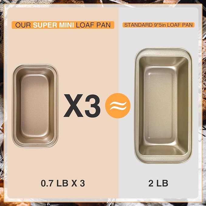 12PCS Mini Loaf Pans for Baking Bread, 6 x 3 x 2 Inches Small Banana Bread Pan Nonstick, Rectangle Carbon Steel Baking Pan for Homemade Bread Meatloaf Loaf Cake, Oven Available, Gold