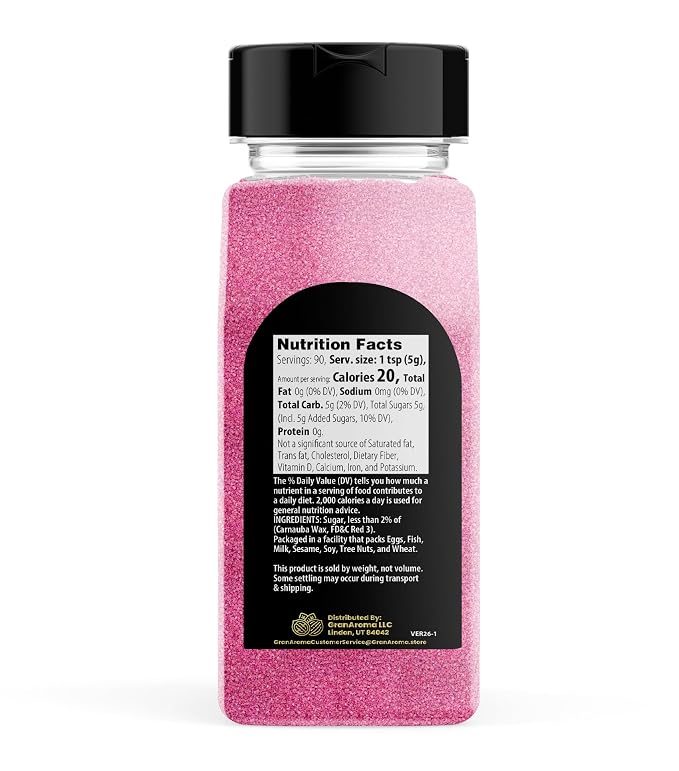 GranAroma Sanding Sugar, Decorative, Cookies & Sweets (White) (1.1 Pound) (Pink)