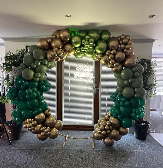 Green and Gold Balloon Arch Kit, Dark Emerald Green Hunter Forest Sage Green Metallic Gold Balloon Garland kit, 18 12 10 5 Inch Balloons for Birthday Wedding Jungle Safari Party Decorations