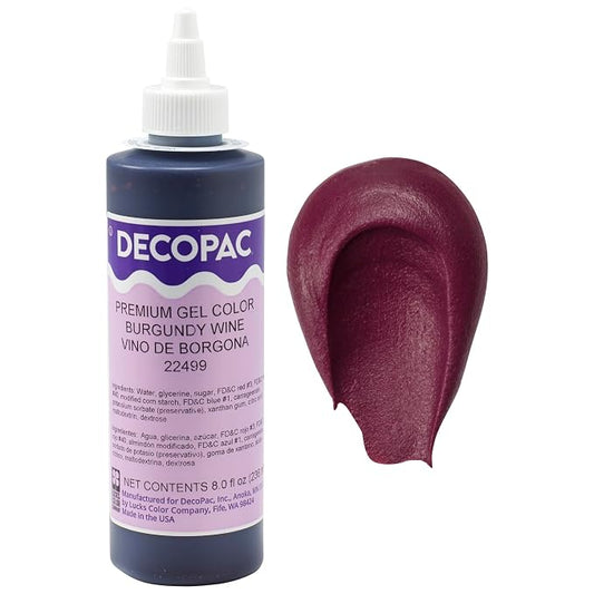 DecoPac Premium Gel Food Coloring | Burgundy Food Coloring For Baking | 8oz | Color Buttercream, Fondant, Frosting & Piping Gel, Food Safe, Highly Concentrated Gel, 8 oz - Burgundy