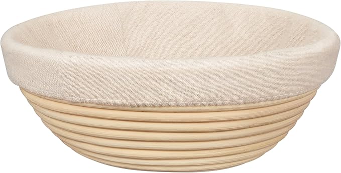 Kootek Banneton Bread Proofing Basket with Liner, 9 Inch Round Sourdough Bread Baking Supplies, Sourdough Starter Kit for Artisan Bread Making